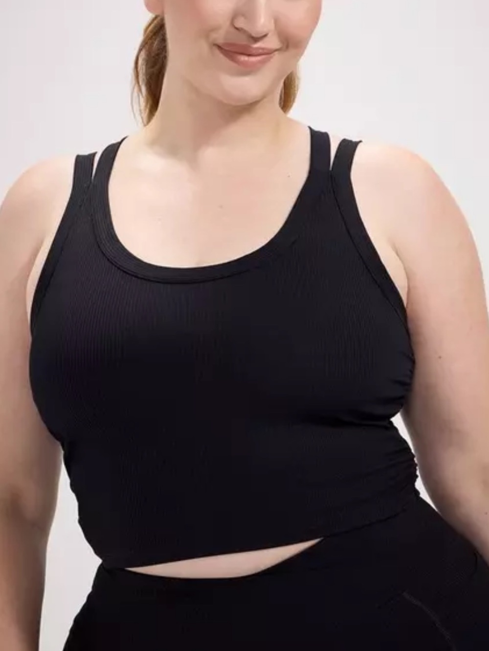 torrid Black Ribbed Double-Strap Crop Tank Bra